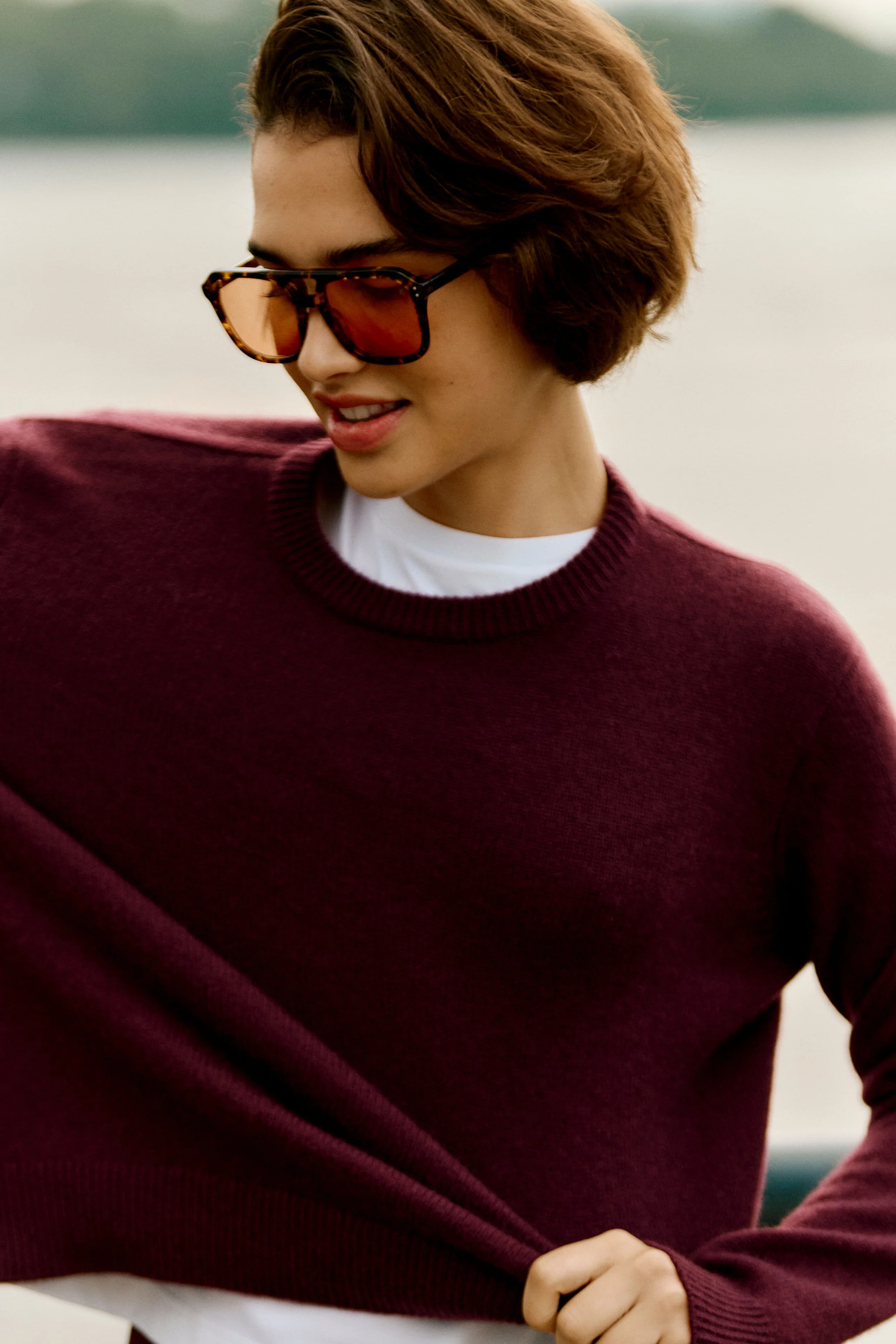 Winetasting Cashmere Bodie Boyfriend Crewneck - Image 7