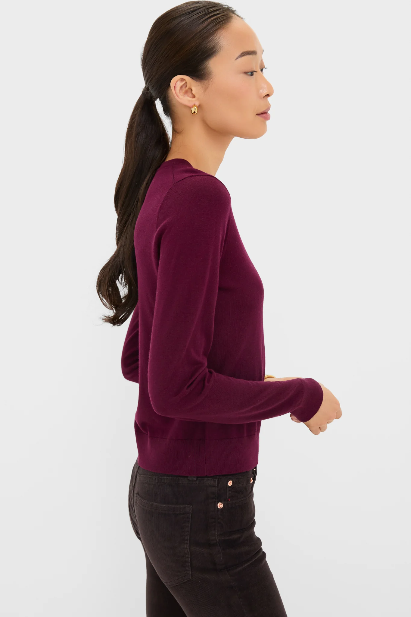 Winetasting Cashmere Silk Long Sleeve Katie Tee - Image 3