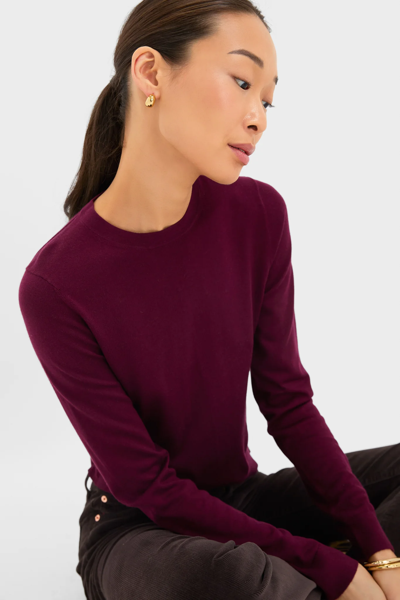 Winetasting Cashmere Silk Long Sleeve Katie Tee - Image 5