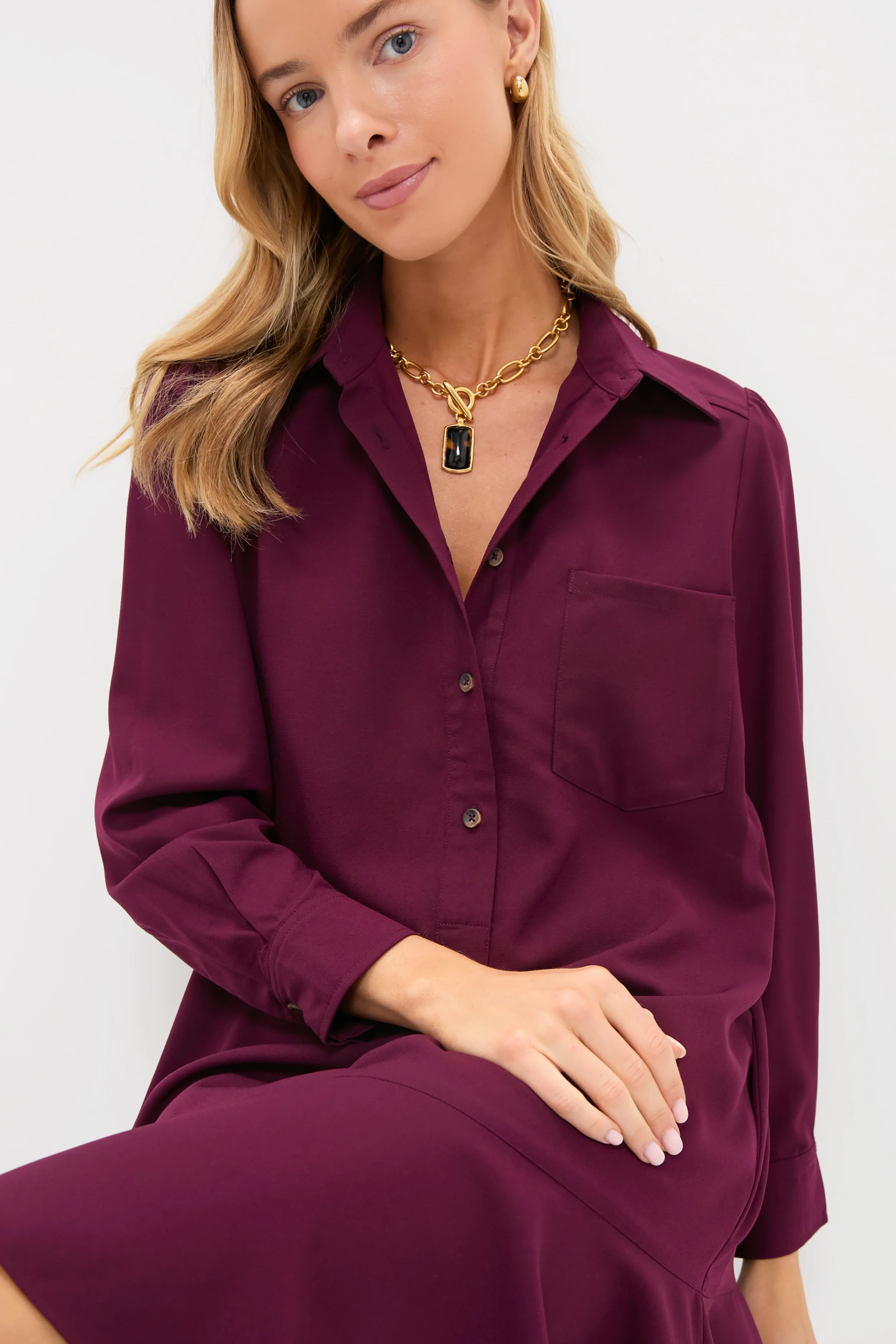Winetasting Crepe Callahan Shirt Dress - Image 5
