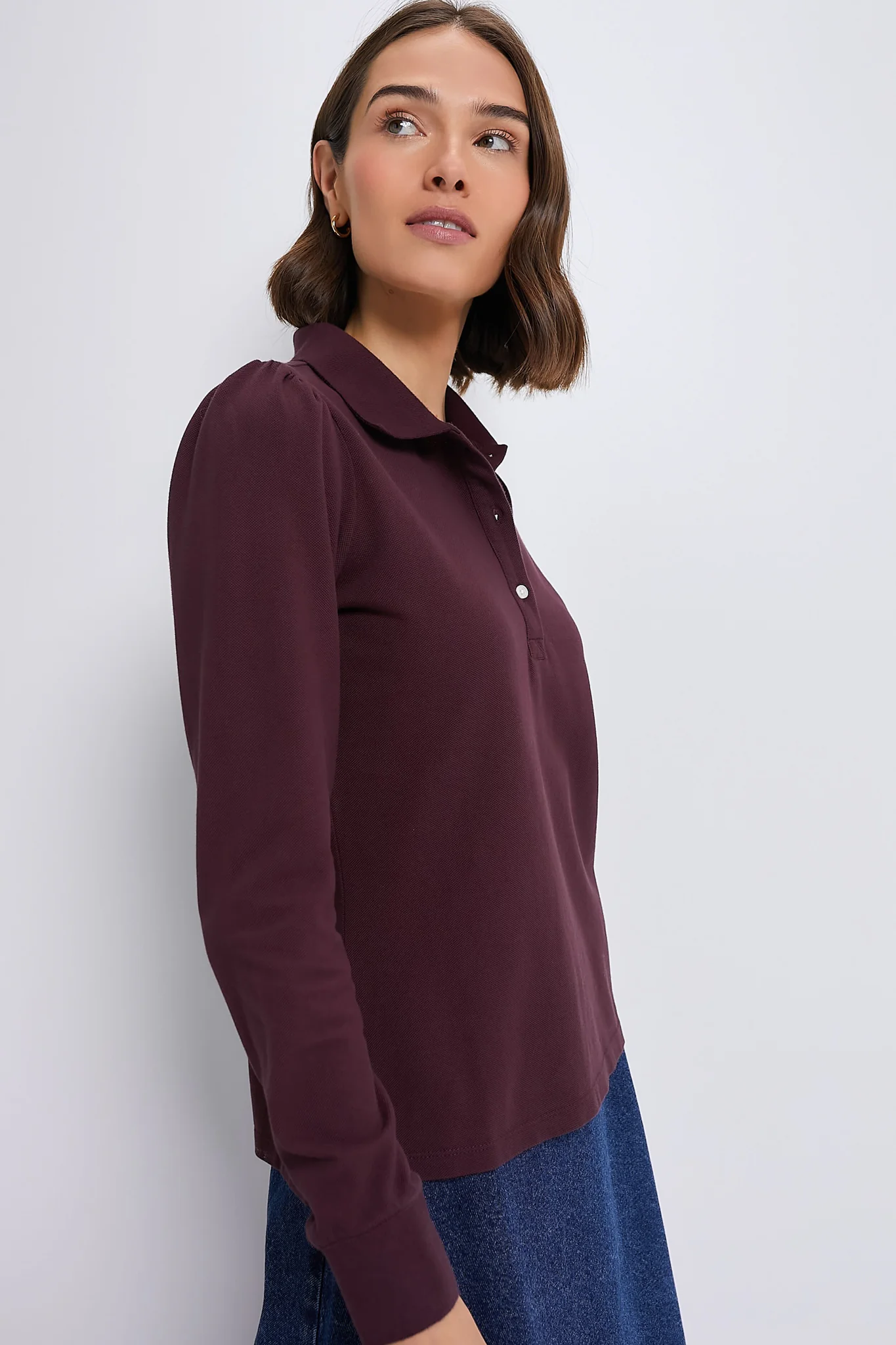 Winetasting Long Sleeve Pique Puff Sleeve Peggy Polo - Image 3