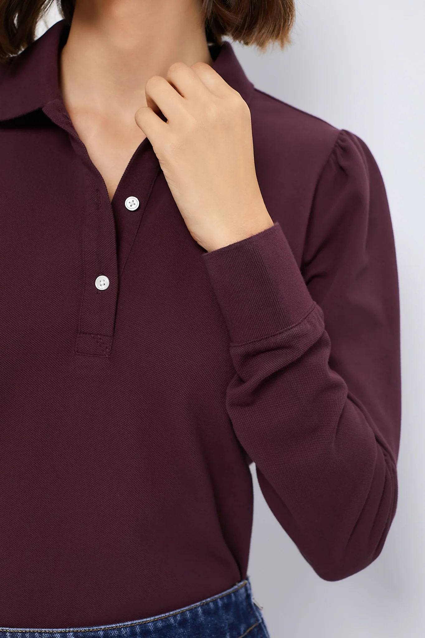Winetasting Long Sleeve Pique Puff Sleeve Peggy Polo - Image 5