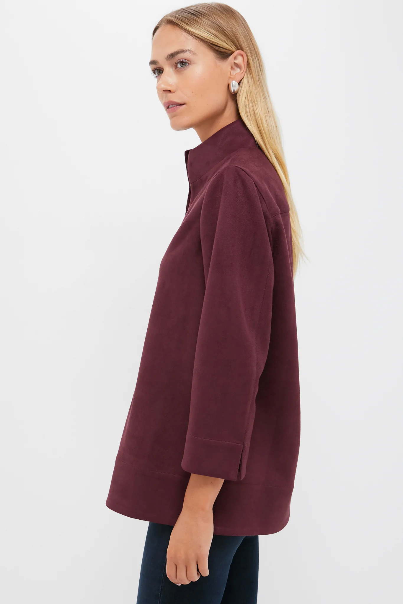 Winetasting Suede Margot Stand Collar Blouse - Image 3