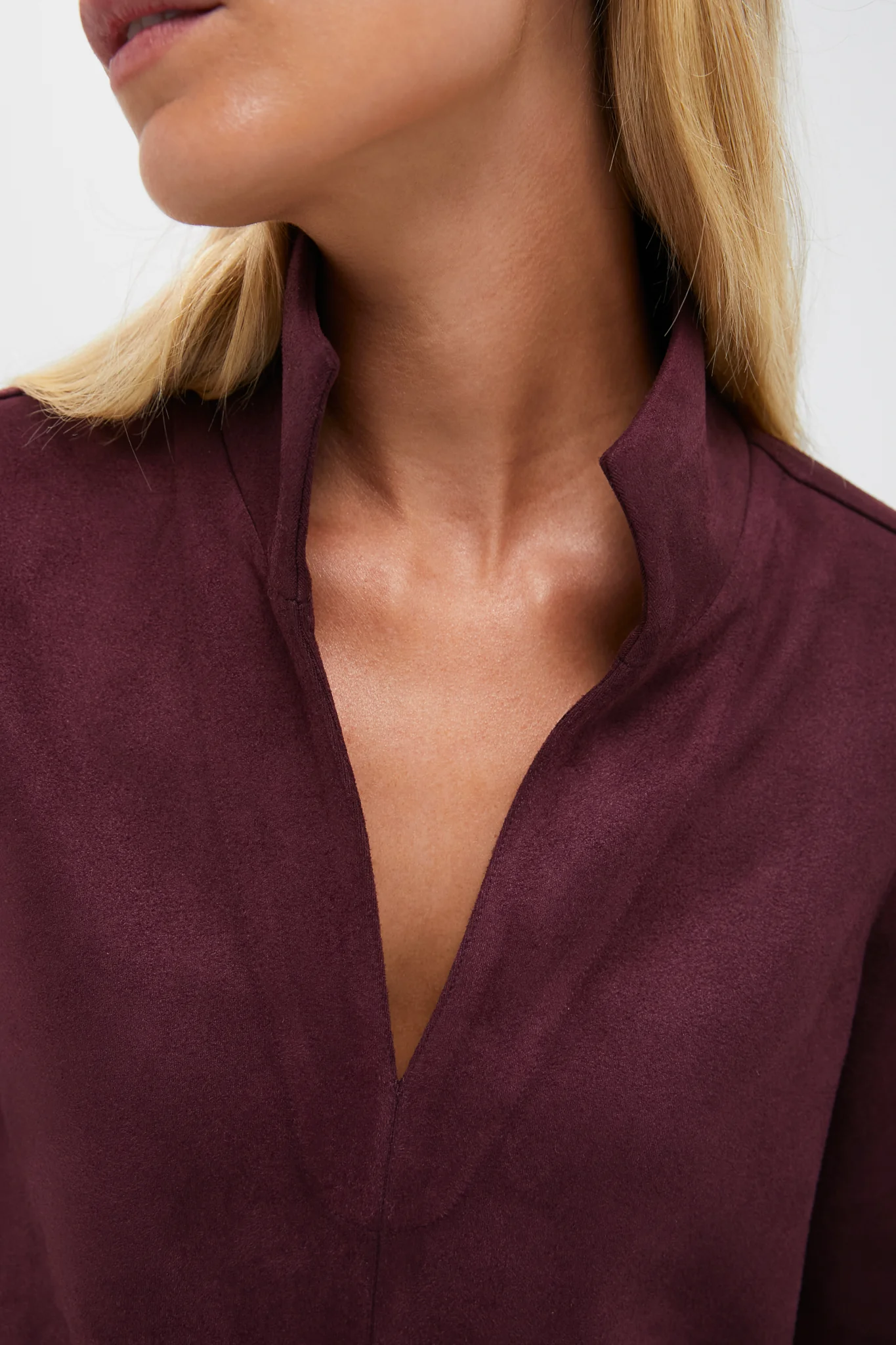 Winetasting Suede Margot Stand Collar Blouse - Image 5