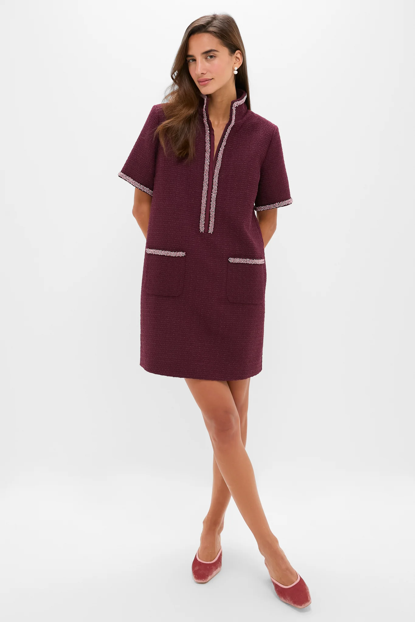 Winetasting Tweed Embellished Ophelia Dress - Image 6