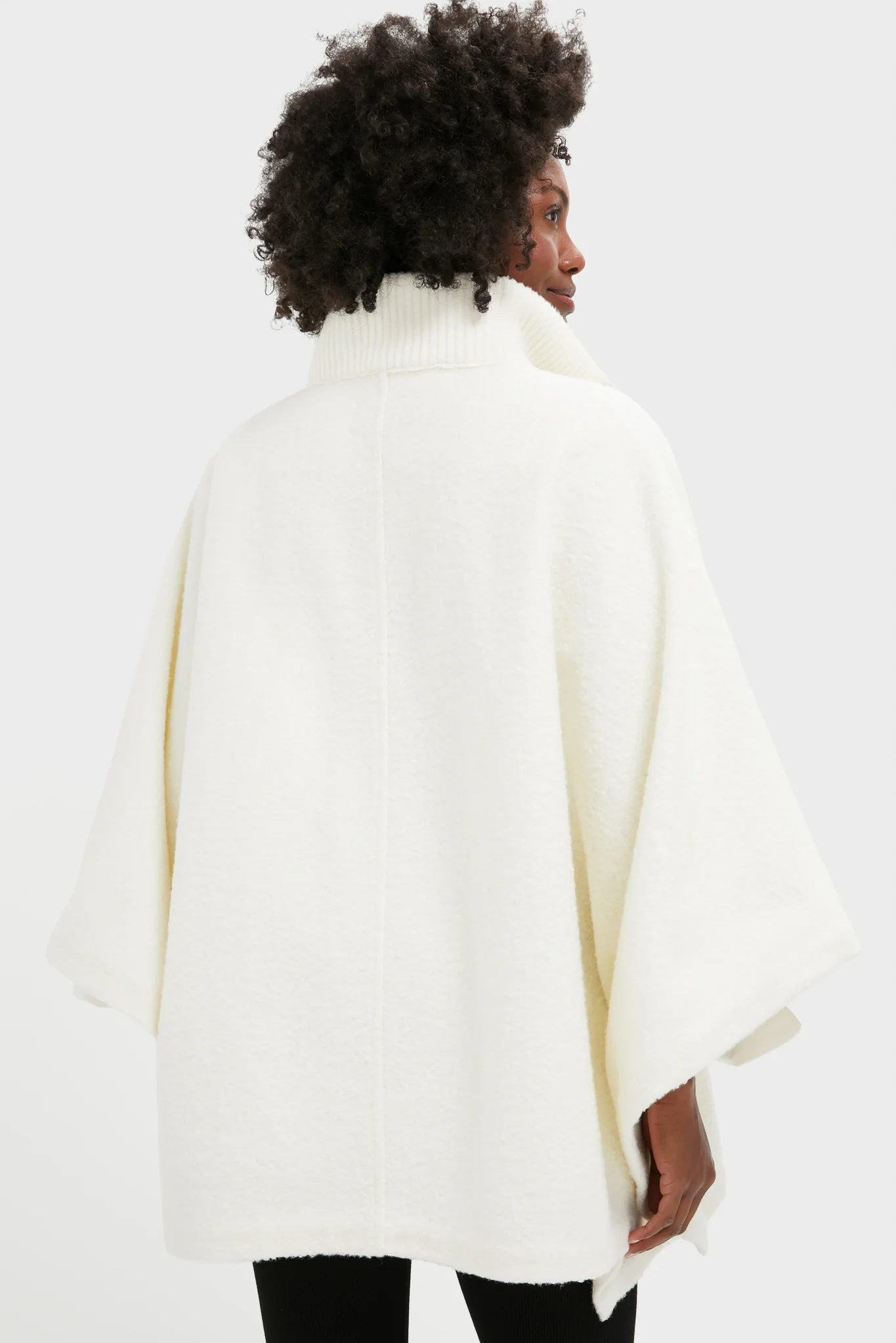 Winter White Boucle High-Neck Poncho - Image 4