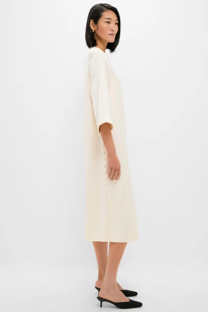 Winter White Side Button Jamie Dress - Image 3