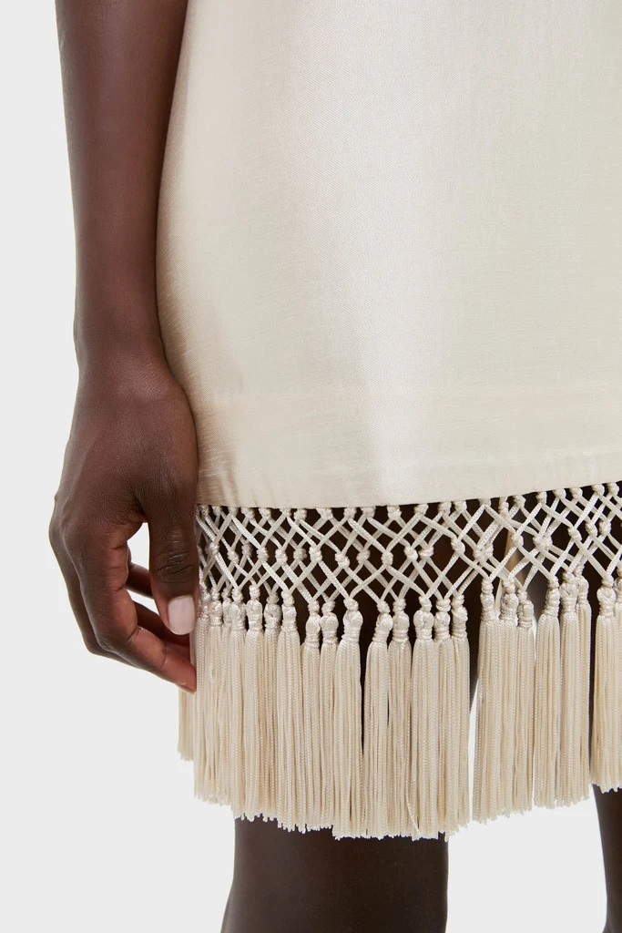 Ivory Dupioni Tassel Downing Dress - Image 2