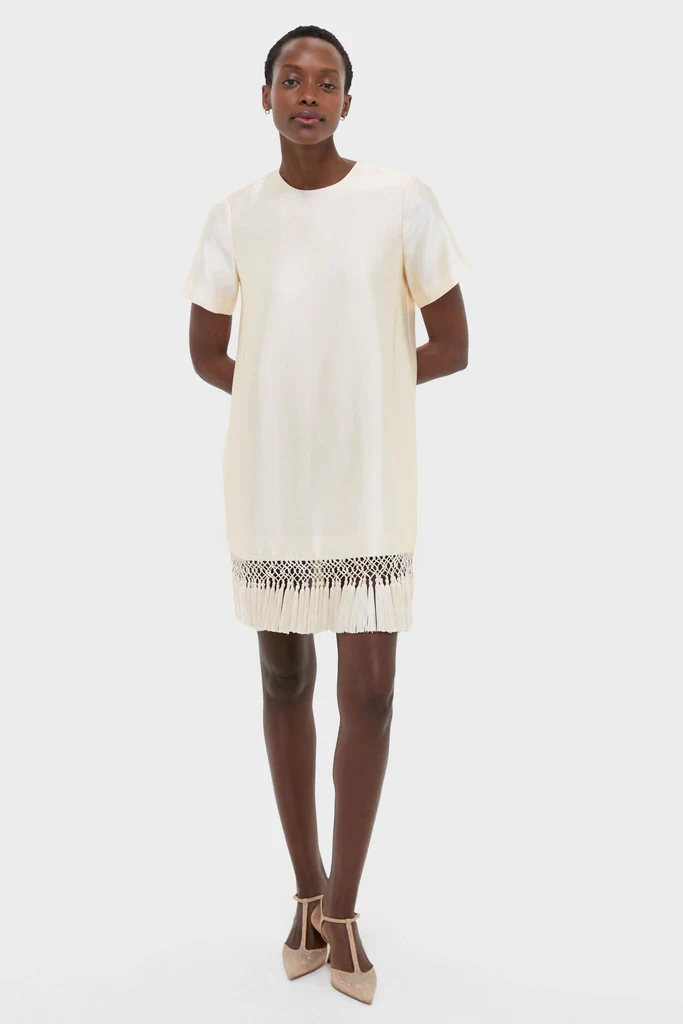 Ivory Dupioni Tassel Downing Dress - Image 6