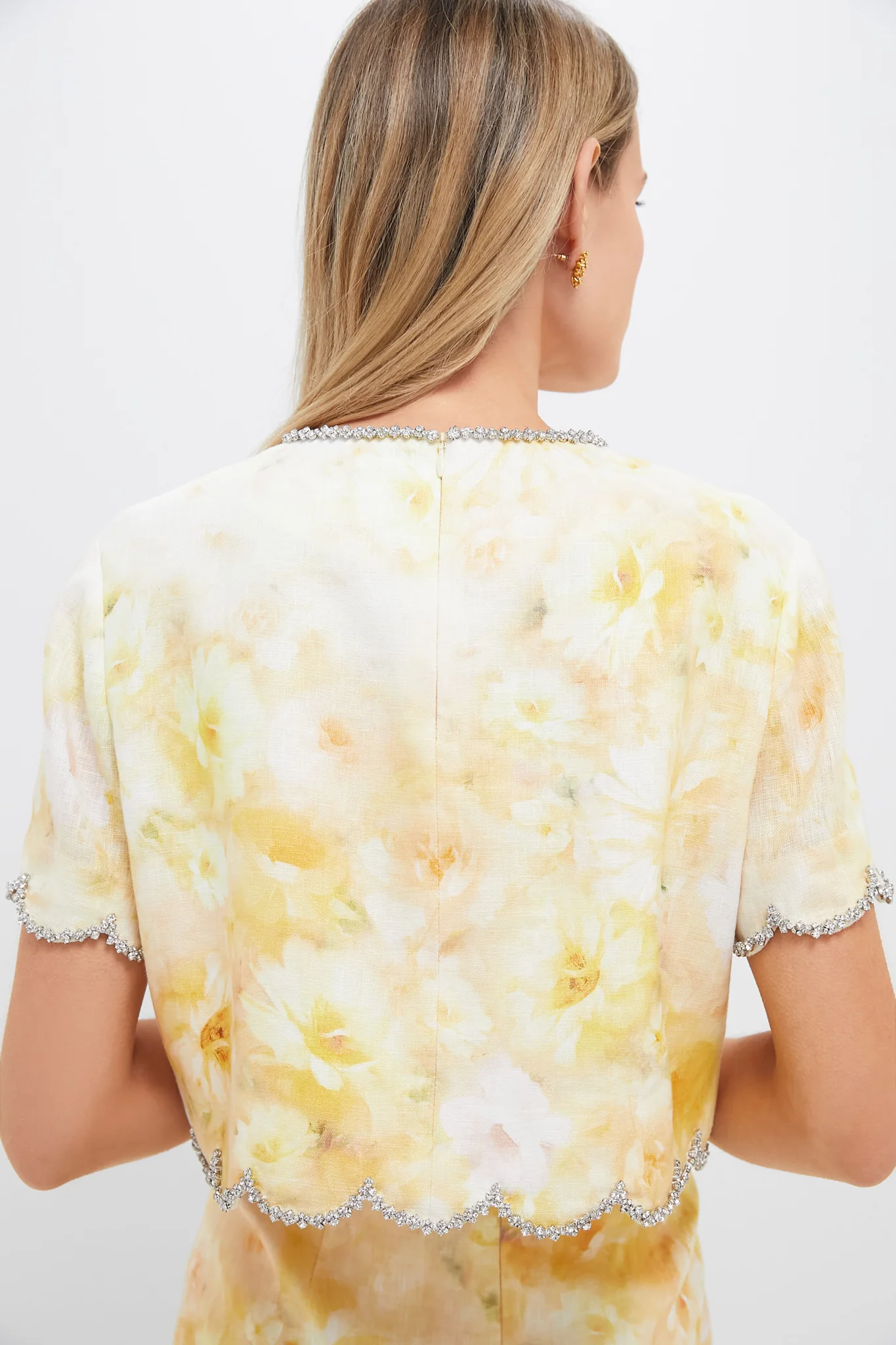 Yellow Floral Crush Scalloped Top - Image 4
