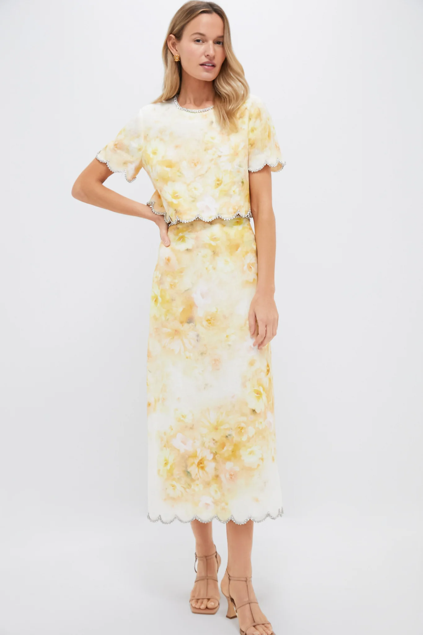Yellow Floral Crush Scalloped Top - Image 6