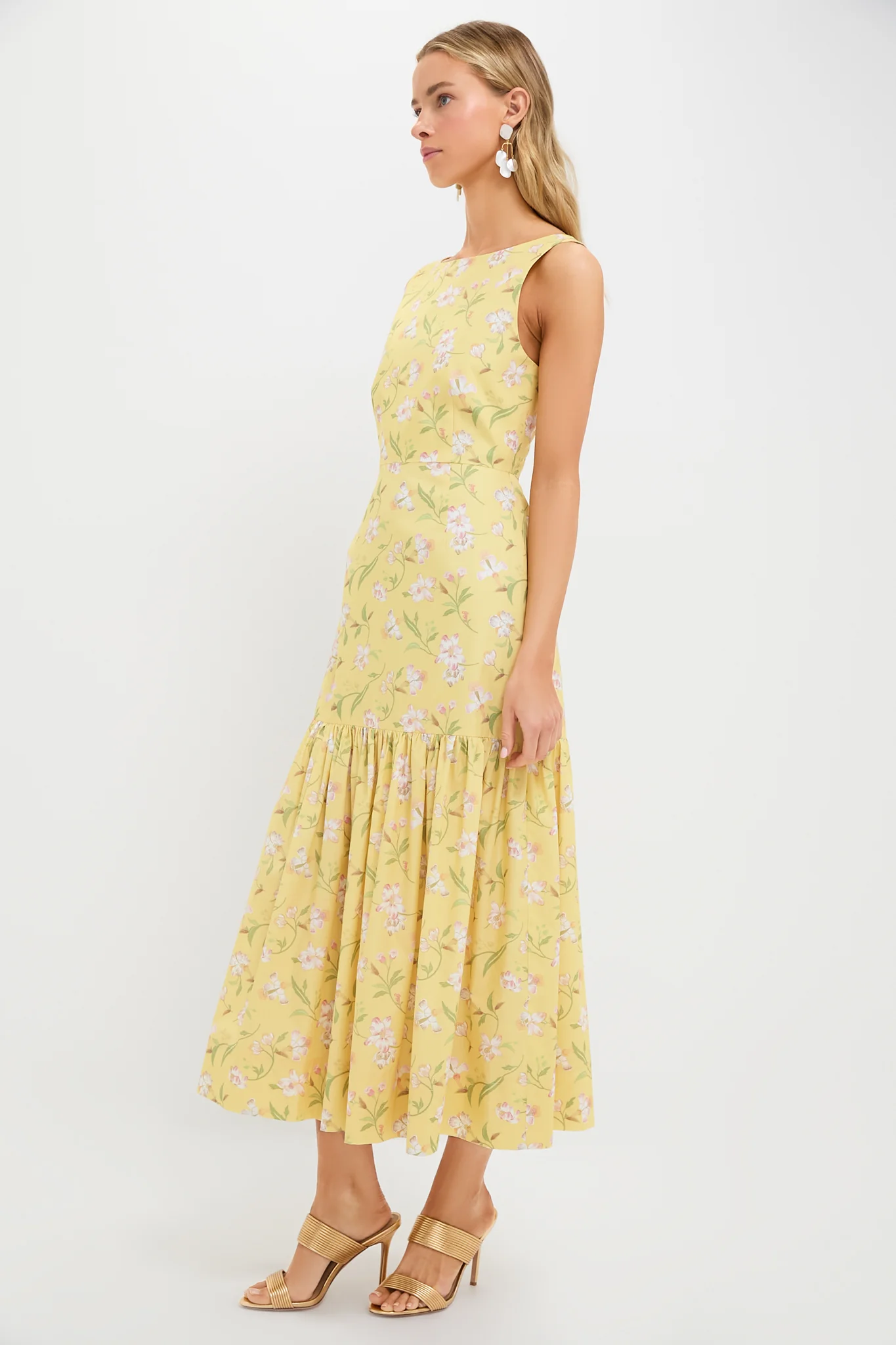 Yellow Hibiscus Low-Back Dress - Image 3