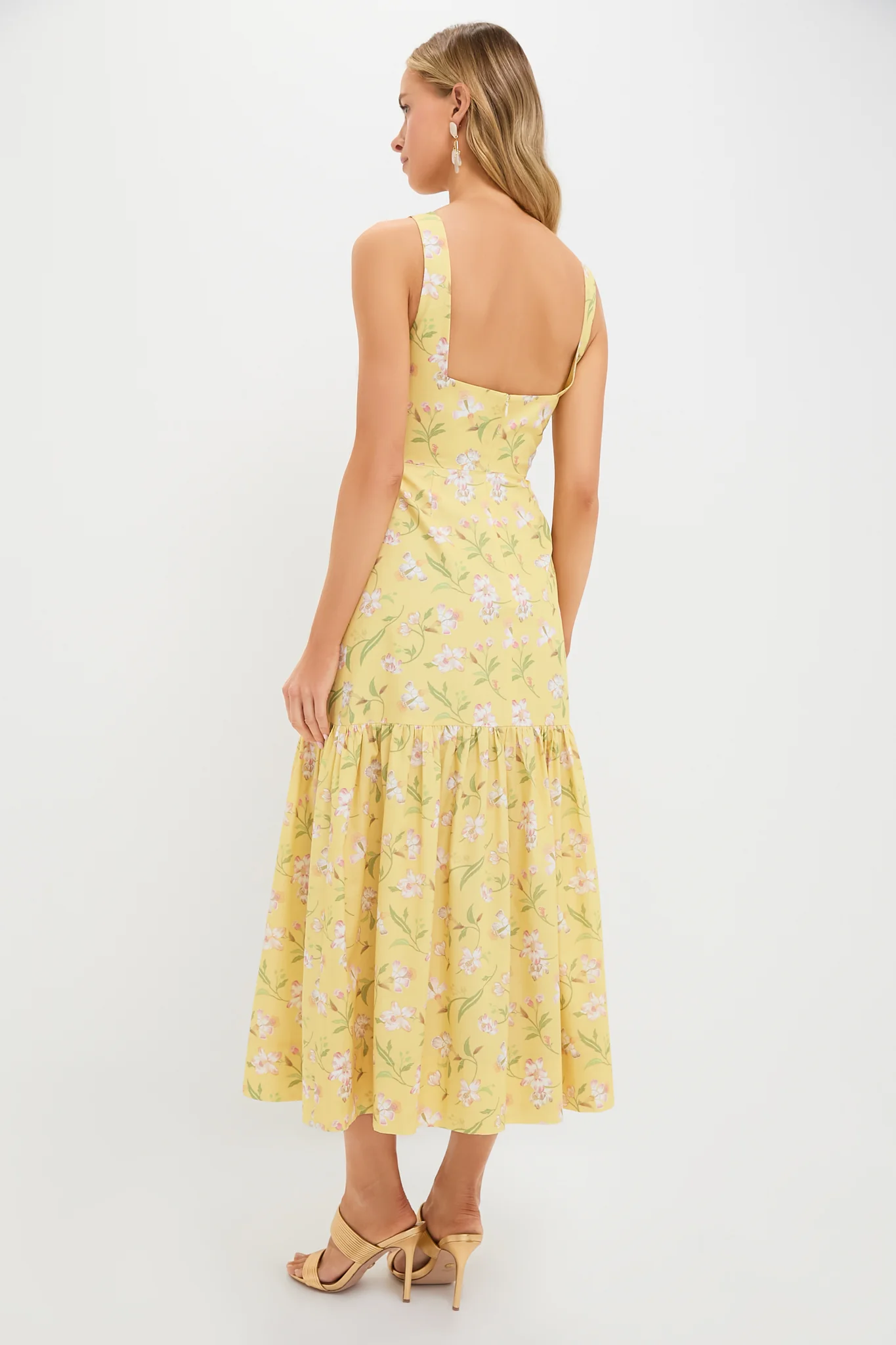 Yellow Hibiscus Low-Back Dress - Image 4