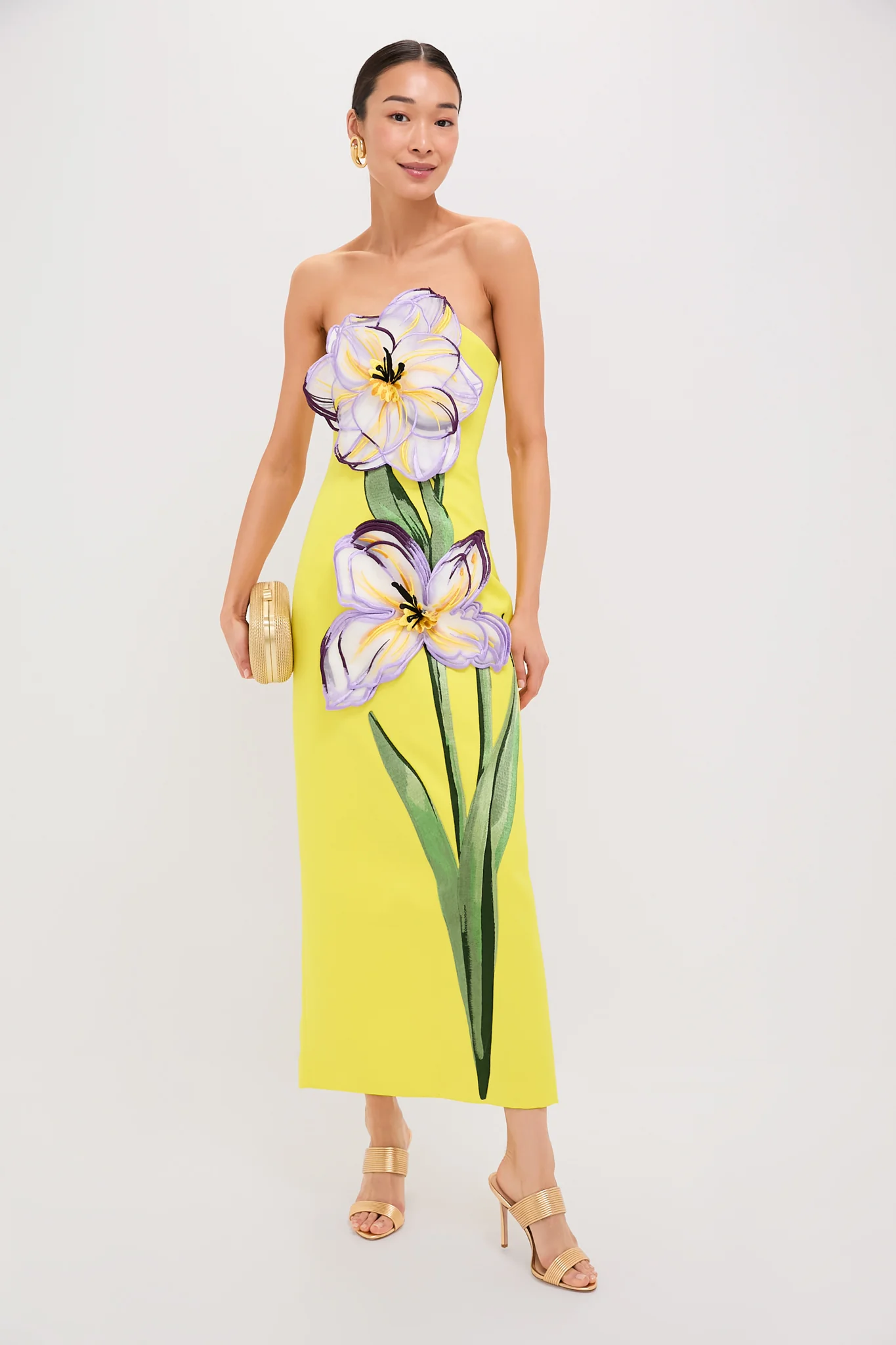 Yellow Iris Print Rayna Maxi Dress - Image 3