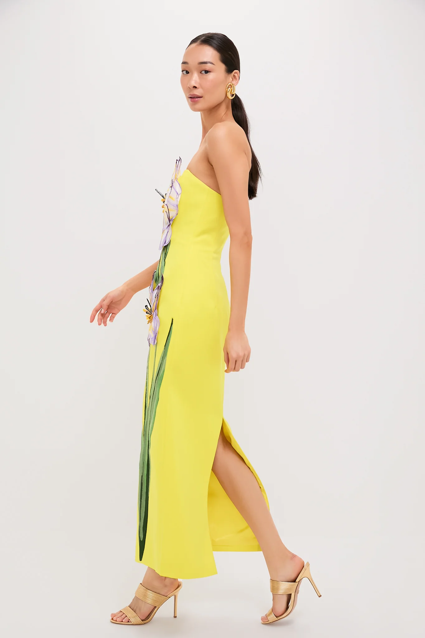 Yellow Iris Print Rayna Maxi Dress - Image 4