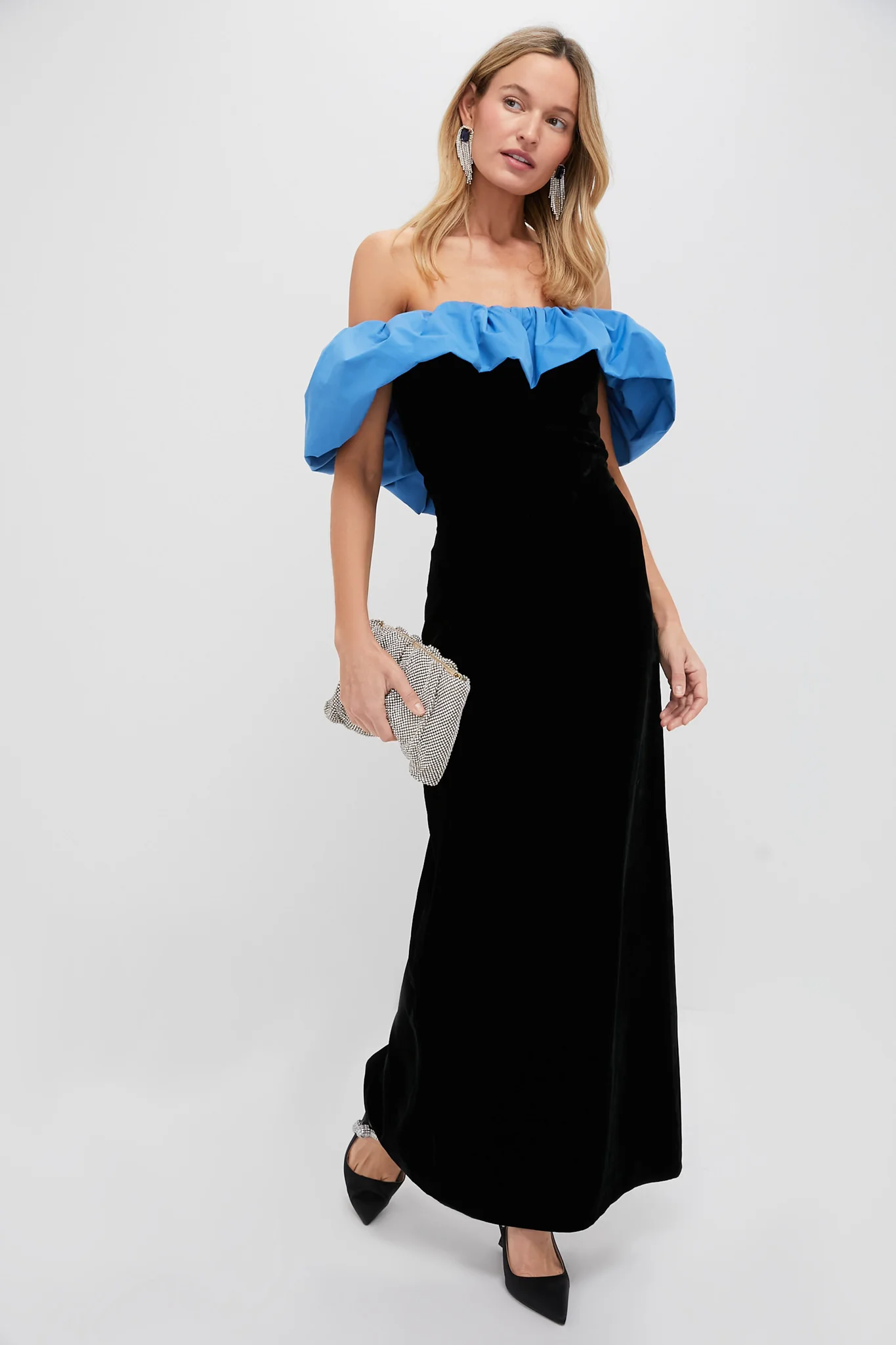 Zanzibar Blue and Black Velvet Artemis Dress - Image 2