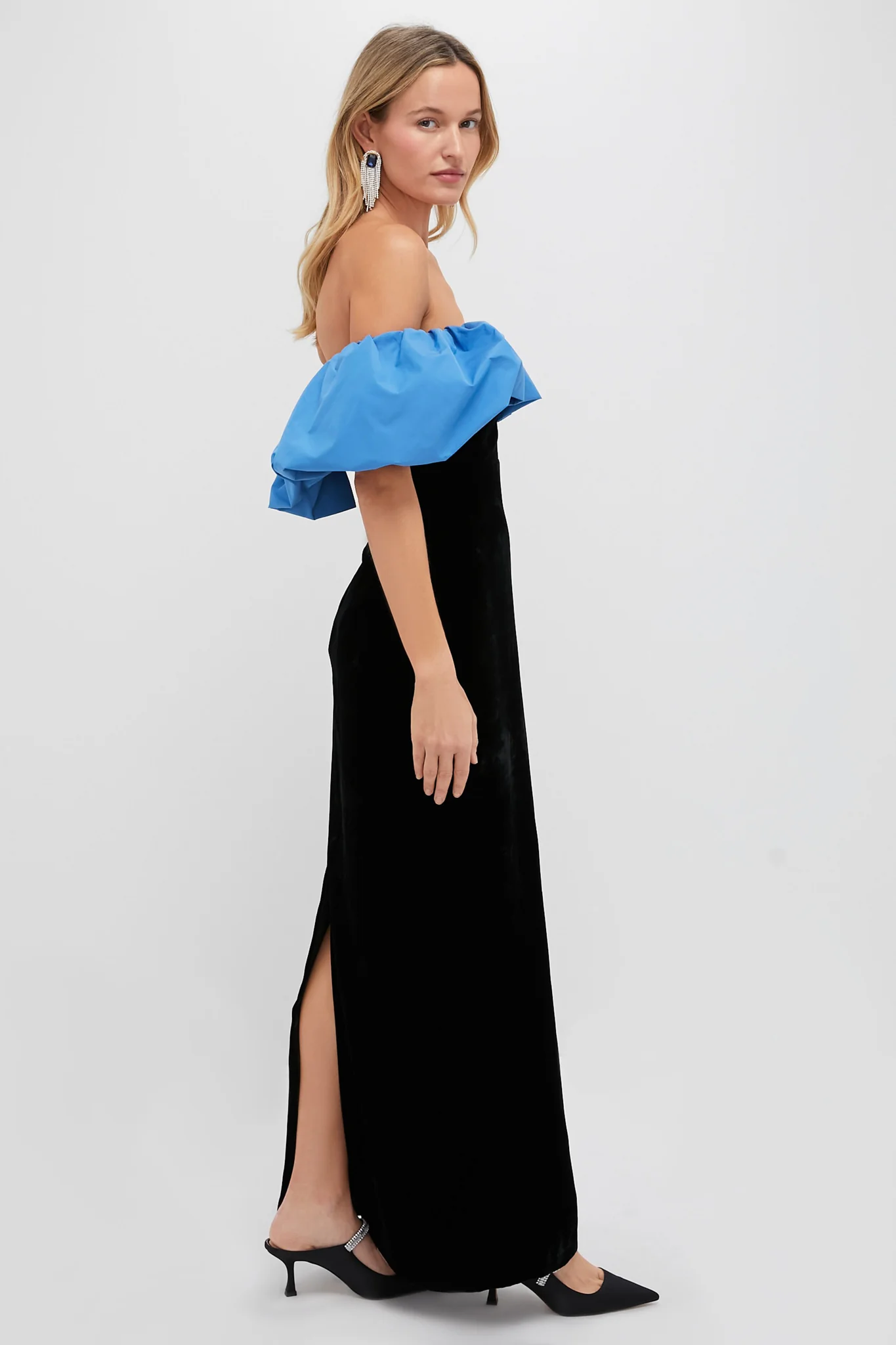 Zanzibar Blue and Black Velvet Artemis Dress - Image 3