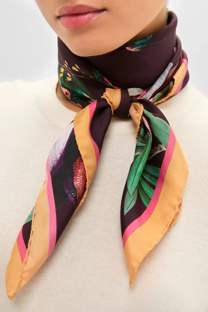 Zooflora Burgundy Foulard 90x90 Scarf - Image 2