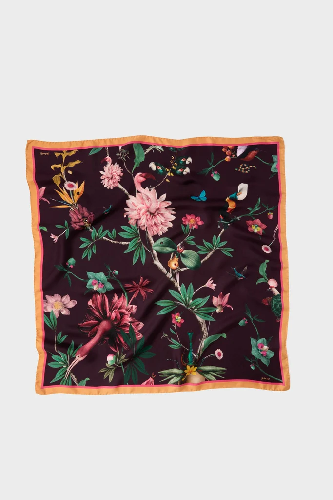 Zooflora Burgundy Foulard 90x90 Scarf - Image 4