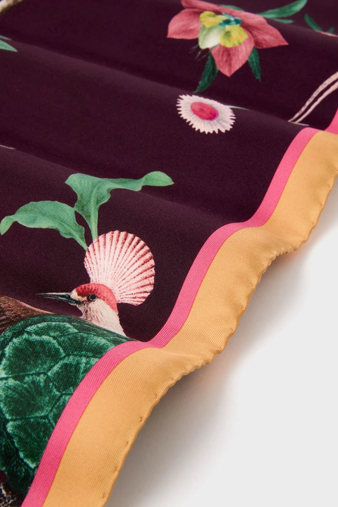 Zooflora Burgundy Foulard 90x90 Scarf - Image 5