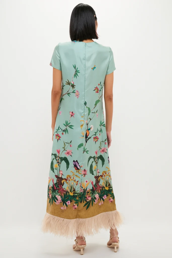 Zooflora Panel Swing Dress with Feathers - Image 5